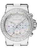 Michael Kors Dylan Glitz Chronograph White Dial Silver Steel Strap Watch For Women - MK5411