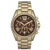 Michael Kors Bradshaw Brown Dial Gold Steel Strap Watch for Women - MK5502