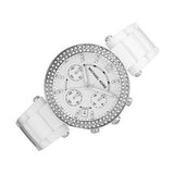 Michael Kors Parker White Dial White Ceramic Strap Watch for Women - MK5654