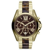 Michael Kors Bradshaw Chronograph Brown Dial Two Tone Steel Strap Watch For Women - MK5696