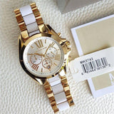 Michael Kors Bradshaw Chronograph White Dial Two Tone Steel Strap Watch For Women - MK5743