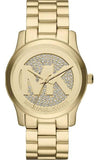 Michael Kors Runway Quartz Gold Dial Gold Steel Strap Watch For Women - MK5852