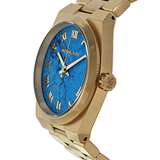 Michael Kors Channing Turquoise Dial Gold Steel Strap Watch For Women - MK5894