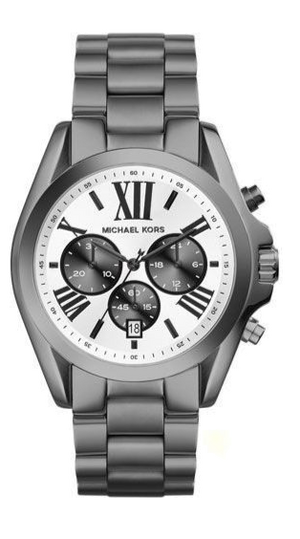 Michael Kors Bradshaw Chronograph Quartz White Dial Grey Steel Strap Watch For Men - MK5952