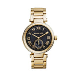 Michael Kors Skylar Black Dial Gold Steel Strap Watch for Women - MK5989