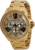 Michael Kors Wren Chronograph Crystal Pave Gold Dial Gold Steel Strap Watch for Women - MK6095