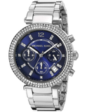 Michael Kors Parker Chronograph Blue Dial Silver Steel Strap Watch for Women - MK6117