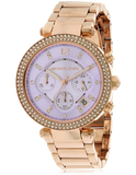 Michael Kors Parker Purple Dial Rose Gold Steel Strap Watch for Women - MK6169