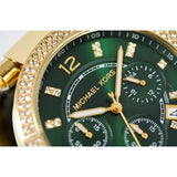 Michael Kors Parker Chronograph Green Dial Gold Steel Strap Watch for Women - MK6263