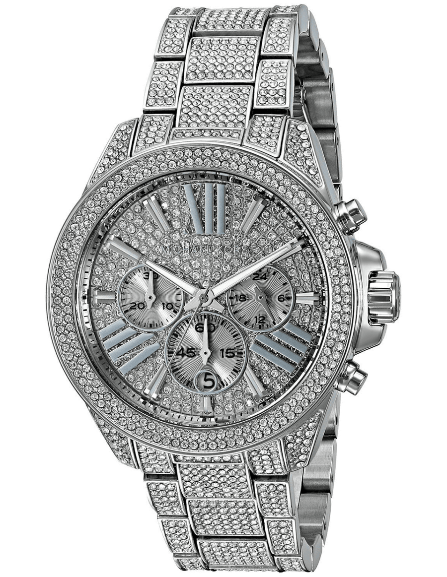 Michael Kors Wren Chronograph Crystals Silver Dial Silver Steel Strap Watch For Women - MK6317