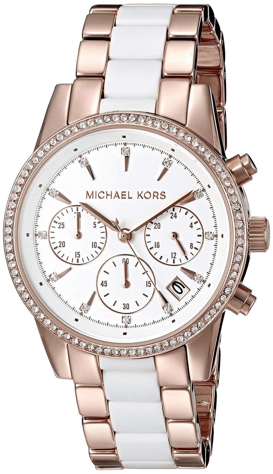Michael Kors Ritz White Dial Two Tone Steel Strap Watch for Women - MK6324