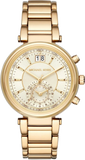 Michael Kors Sawyer White Dial Gold Steel Strap Watch for Women - MK6362