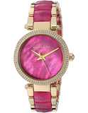 Michael Kors Parker Pink Mother of Pearl Dial Two Tone Steel Strap Watch for Women - MK6490