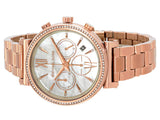 Michael Kors Sofie Chronograph Mother of Pearl White Dial Rose Gold Steel Strap Watch For Women - MK6576