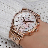 Michael Kors Sofie Chronograph Mother of Pearl White Dial Rose Gold Steel Strap Watch For Women - MK6576