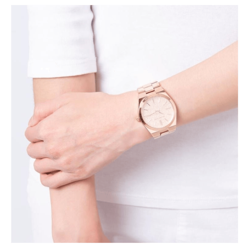 Michael Kors Channing Quartz Rose Gold Dial Rose Gold Steel Strap Watch For Women - MK6624