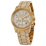 Michael Kors Ritz Three-Hand Glitz Crystals Gold Dial Gold Steel Strap Watch for Women - MK6747