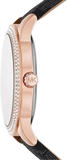 Michael Kors Tibby Multifunction Black Dial Black Leather Strap Watch For Women - MK6968