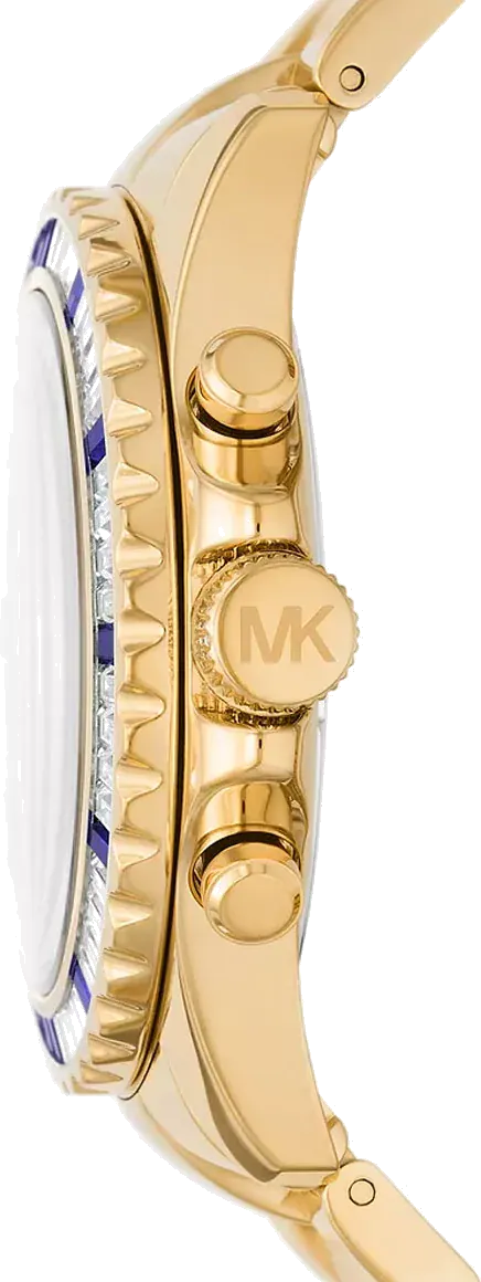 Michael Kors Everest Chronograph Blue Dial Gold Steel Strap Watch For Women - MK6971
