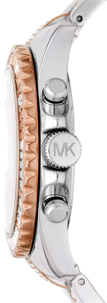 Michael Kors Everest Chronograph Silver Dial Two Tone Steel Strap Watch For Women - MK6975