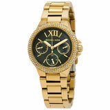 Michael Kors Camille Multifunction Green Dial Gold Steel Strap Watch For Women - MK6981