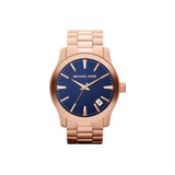 Michael Kors Runway Blue Dial Rose Gold Stainless Steel Strap Watch for Women - MK7065