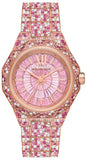 Michael Kors Raquel Three-Hand Crystals Pink Dial Rose Gold Steel Strap Watch For Women - MK7343