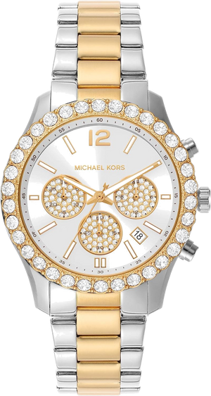 Michael Kors Berkley Chronograph Silver Dial Two Tone Steel Strap Watch For Women - MK7415