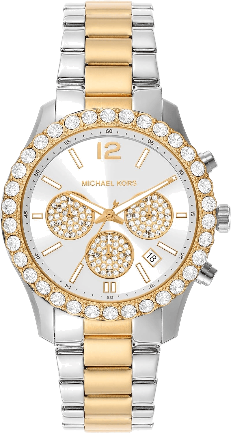 Michael Kors Berkley Chronograph Silver Dial Two Tone Steel Strap Watch For Women - MK7415