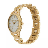 Michael Kors Runway Three-Hand White Dial Gold Steel Strap Watch for Women - MK7472