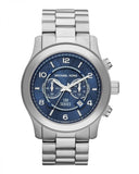 Michael Kors Stop Hunger Chronograph Blue Dial Silver Steel Strap Watch for Men - MK8314