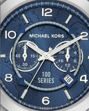 Michael Kors Stop Hunger Chronograph Blue Dial Silver Steel Strap Watch for Men - MK8314