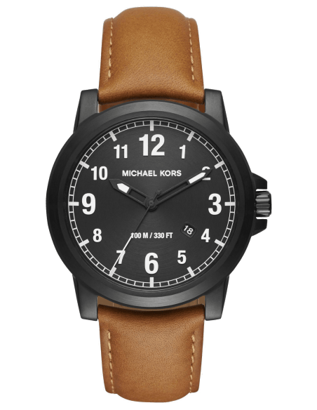 Michael Kors Paxton Analog Black Dial Brown Rubber Strap Watch For Men - MK8502