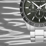 Michael Kors Layton Chronograph Green Dial Silver Steel Strap Watch For Men - MK8912