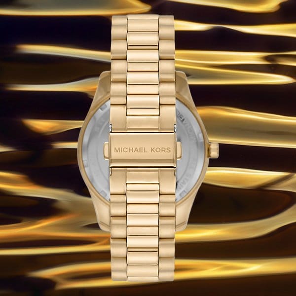 Michael Kors Lexington Quartz Gold Dial Gold Steel Strap Watch For Men - MK8947