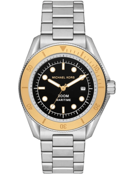 Michael Kors Maritime Analog Black Dial Silver Steel Strap Watch for Men - MK9161