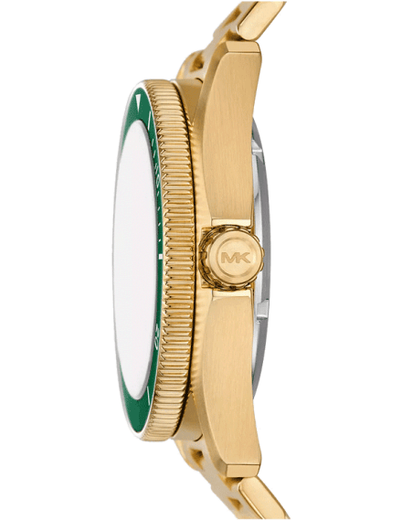 Michael Kors Maritime Analog Green Dial Gold Steel Strap Watch for Men - MK9162
