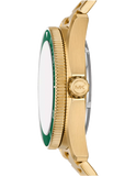 Michael Kors Maritime Analog Green Dial Gold Steel Strap Watch for Men - MK9162