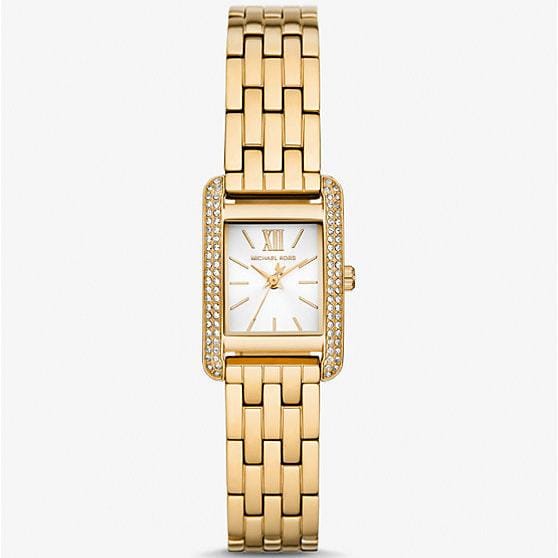 Michael Kors Monroe Pave Crystals White Dial Gold Steel Strap Watch for Women - MKO1034