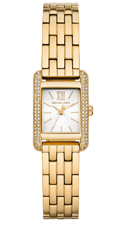 Michael Kors Monroe Pave Crystals White Dial Gold Steel Strap Watch for Women - MKO1034