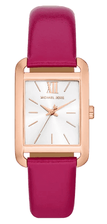 Michael Kors Monroe Three Hand White Dial Pink Leather Strap Watch for Women - MKO1029