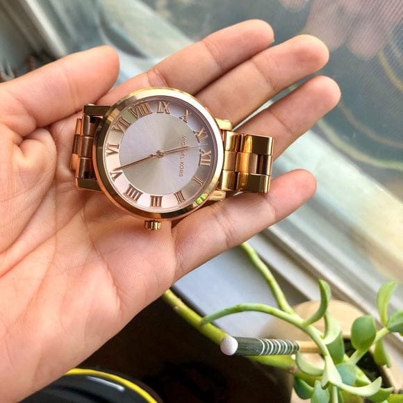 Michael Kors Norie Gold Dial Two Tone Steel Strap Watch for Women - MK3586