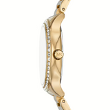 Michael Kors Sage Three-Hand Mother of Pearl White Dial Gold Steel Strap Watch for Women - MK4805