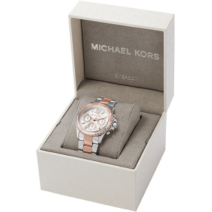 Michael Kors Everest Chronograph White Dial Two Tone Steel Strap Watch For Women - MK7214