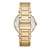 Michael Kors Parker Analog Crystals Gold Dial Gold Steel Strap Watch For Women - MK7283