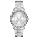 Michael Kors Tibby Chronograph Silver Dial Silver Steel Strap Watch For Women - MK7294