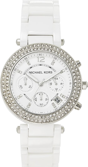 Michael Kors Parker White Dial White Ceramic Strap Watch for Women - MK5654