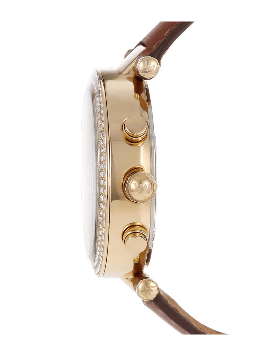 Michael Kors Parker Champagne Dial Brown Leather Strap Watch for Women - MK2249