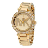 Michael Kors Parker Diamonds Gold Dial Gold Steel Strap Watch for Women - MK5784