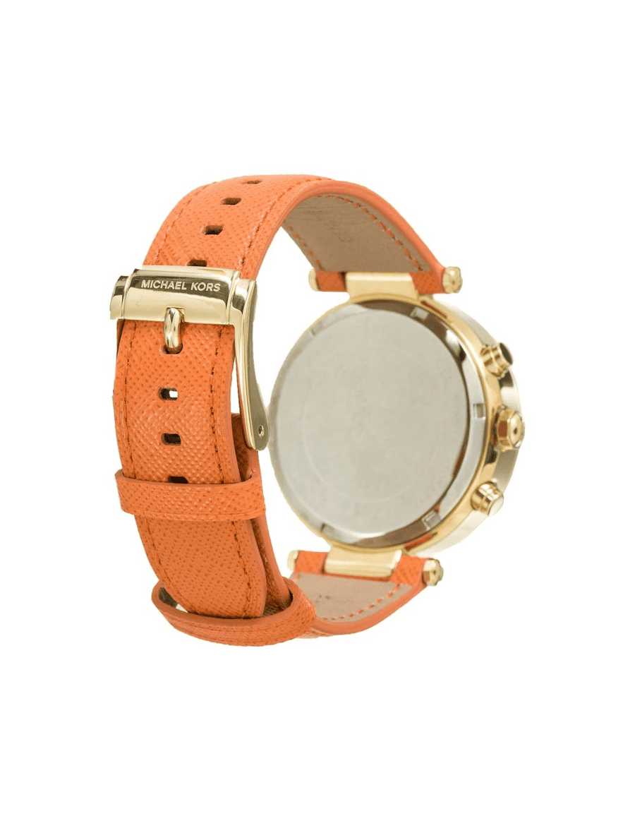 Michael Kors Parker Champagne Dial Orange Leather Strap Watch for Women - MK2279